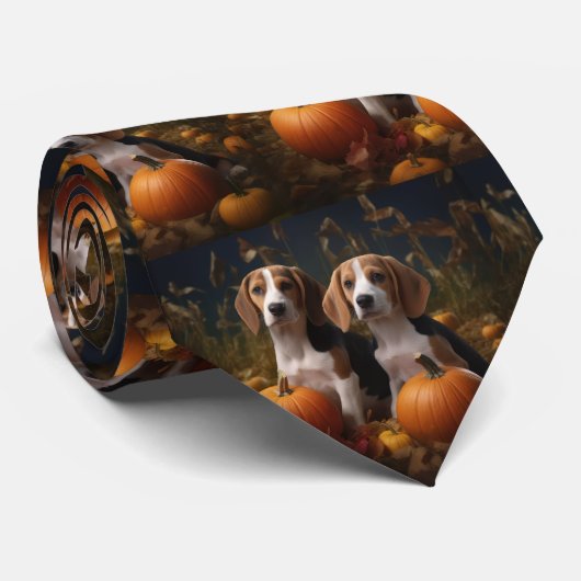 Amerikaans Engels Foxhound Puppy Herfst Delight Stropdas (Opgerold)