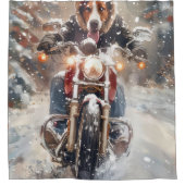 Amerikaans Engels Foxhound Riding Bike Christmas Douchegordijn (Voorkant)