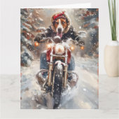 Amerikaans Engels Foxhound Riding Bike Christmas Kaart (Voorkant)