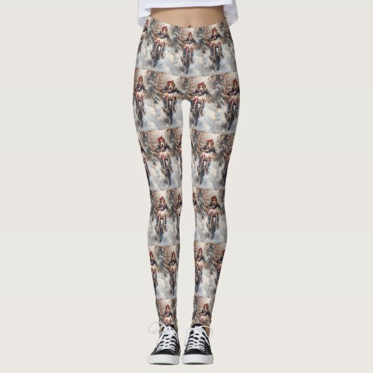 Amerikaans Engels Foxhound Riding Bike Christmas Leggings (Voorkant)