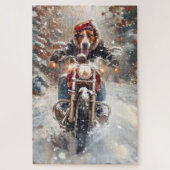 Amerikaans Engels Foxhound Riding Bike Christmas Legpuzzel (Verticaal)