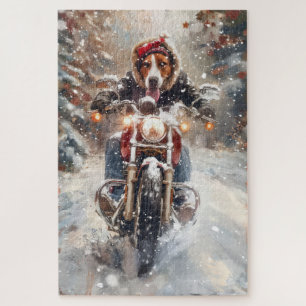 Amerikaans Engels Foxhound Riding Bike Christmas Legpuzzel