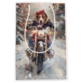Amerikaans Engels Foxhound Riding Bike Christmas Medium Cadeauzakje (Voorkant)