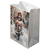 Amerikaans Engels Foxhound Riding Bike Christmas Medium Cadeauzakje (Achterkant Gekanteld)