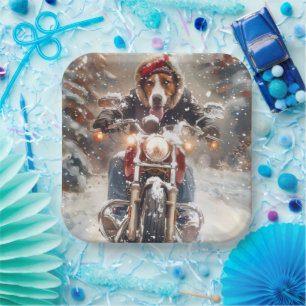 Amerikaans Engels Foxhound Riding Bike Christmas Papieren Bordje