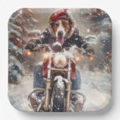 Amerikaans Engels Foxhound Riding Bike Christmas Papieren Bordje (Voorkant)