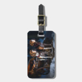 Amerikaans Engels Foxhound Snowy Sleigh Kerstmis Bagagelabel (Voorkant verticaal)