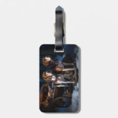 Amerikaans Engels Foxhound Snowy Sleigh Kerstmis Bagagelabel (Achterkant verticaal)