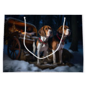 Amerikaans Engels Foxhound Snowy Sleigh Kerstmis Groot Cadeauzakje (Voorkant)