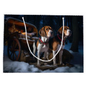 Amerikaans Engels Foxhound Snowy Sleigh Kerstmis Groot Cadeauzakje (Achterkant)