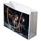 Amerikaans Engels Foxhound Snowy Sleigh Kerstmis Groot Cadeauzakje (Voorkant Gekanteld)