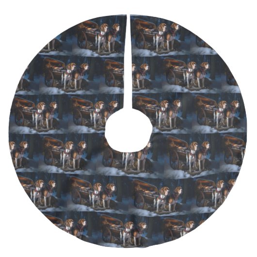 Amerikaans Engels Foxhound Snowy Sleigh Kerstmis Kerstboom Rok (Voorkant)