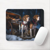 Amerikaans Engels Foxhound Snowy Sleigh Kerstmis Muismat (Met muis)