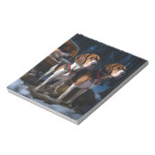 Amerikaans Engels Foxhound Snowy Sleigh Kerstmis Notitieblok (Linkerzijde)