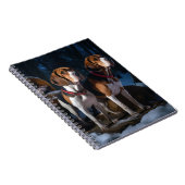 Amerikaans Engels Foxhound Snowy Sleigh Kerstmis Notitieboek (Rechterzijde)