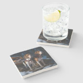 Amerikaans Engels Foxhound Snowy Sleigh Kerstmis Stenen Onderzetter (Zijkant)