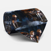 Amerikaans Engels Foxhound Snowy Sleigh Kerstmis Stropdas (Opgerold)