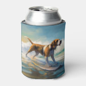 Amerikaans Engels Foxhound Strand Surfen Schilderi Blikjeskoeler (Blikje Voorkant)