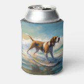 Amerikaans Engels Foxhound Strand Surfen Schilderi Blikjeskoeler (Blikje Achterkant)