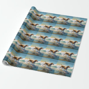 Amerikaans Engels Foxhound Strand Surfen Schilderi Cadeaupapier