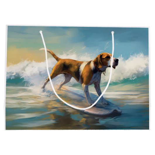 Amerikaans Engels Foxhound Strand Surfen Schilderi Groot Cadeauzakje (Achterkant)