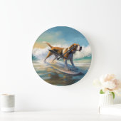 Amerikaans Engels Foxhound Strand Surfen Schilderi Grote Klok (Huis)