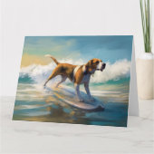 Amerikaans Engels Foxhound Strand Surfen Schilderi Kaart (Voorkant)