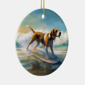Amerikaans Engels Foxhound Strand Surfen Schilderi Keramisch Ornament (Rechts)