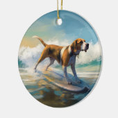 Amerikaans Engels Foxhound Strand Surfen Schilderi Keramisch Ornament (Links)