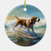 Amerikaans Engels Foxhound Strand Surfen Schilderi Keramisch Ornament (Achterkant)