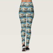 Amerikaans Engels Foxhound Strand Surfen Schilderi Leggings (Achterkant)