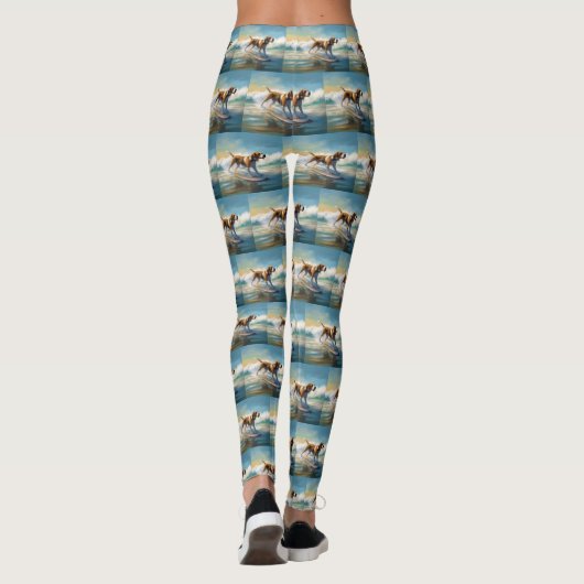 Amerikaans Engels Foxhound Strand Surfen Schilderi Leggings (Achterkant)
