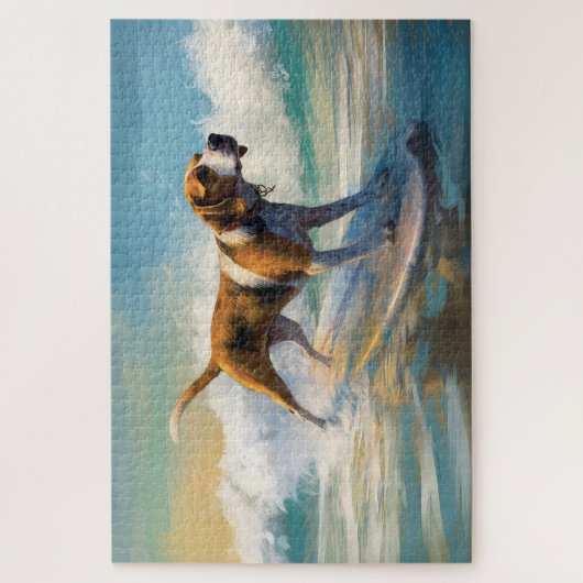 Amerikaans Engels Foxhound Strand Surfen Schilderi Legpuzzel (Verticaal)