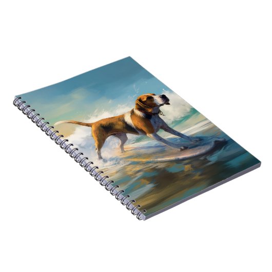 Amerikaans Engels Foxhound Strand Surfen Schilderi Notitieboek (Rechterzijde)