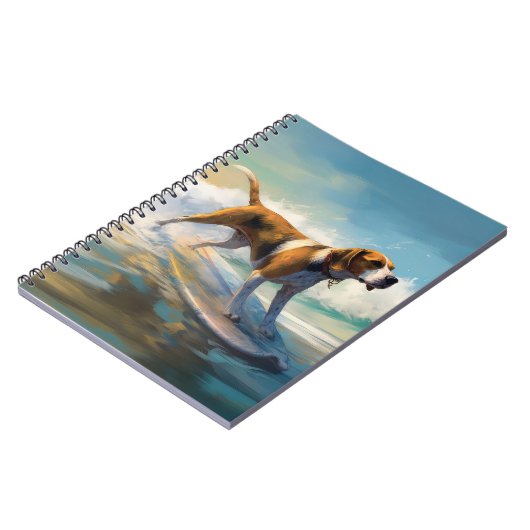 Amerikaans Engels Foxhound Strand Surfen Schilderi Notitieboek (Linkerzijde)