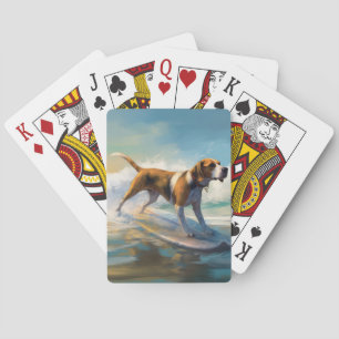 Amerikaans Engels Foxhound Strand Surfen Schilderi Pokerkaarten