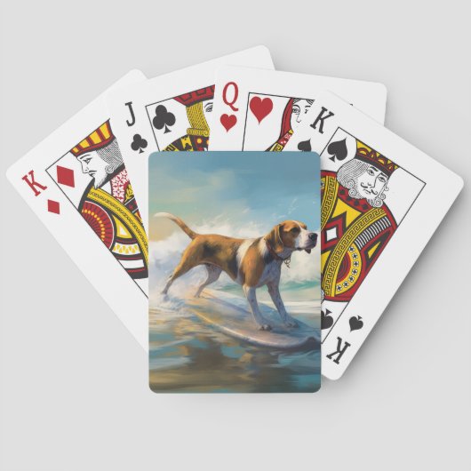 Amerikaans Engels Foxhound Strand Surfen Schilderi Pokerkaarten (Achterkant)