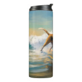 Amerikaans Engels Foxhound Strand Surfen Schilderi Thermosbeker (Gedraaid links)