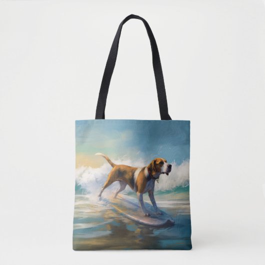 Amerikaans Engels Foxhound Strand Surfen Schilderi Tote Bag (Voorkant)