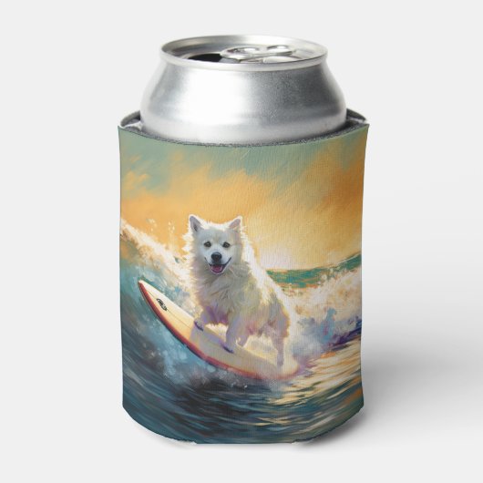 Amerikaans Eskimo Beach Surfen Schilderij Blikjeskoeler (Blikje Voorkant)