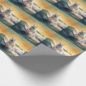 Amerikaans Eskimo Beach Surfen Schilderij Cadeaupapier (Hoek)