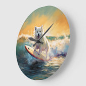 Amerikaans Eskimo Beach Surfen Schilderij Grote Klok (Hoek)