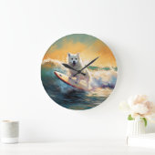 Amerikaans Eskimo Beach Surfen Schilderij Grote Klok (Huis)