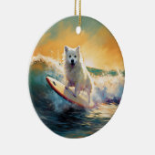 Amerikaans Eskimo Beach Surfen Schilderij Keramisch Ornament (Rechts)
