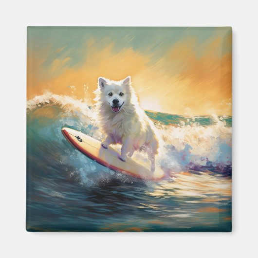 Amerikaans Eskimo Beach Surfen Schilderij Magneet (Voorkant)