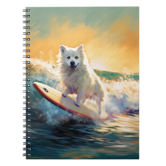 Amerikaans Eskimo Beach Surfen Schilderij Notitieboek (Voorkant)