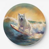 Amerikaans Eskimo Beach Surfen Schilderij Papieren Bordje (Voorkant)