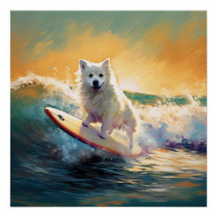 Amerikaans Eskimo Beach Surfen Schilderij Perfect Poster