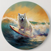 Amerikaans Eskimo Beach Surfen Schilderij Ronde Button 6,0 Cm (Voorkant)