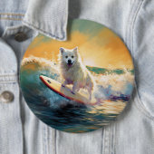 Amerikaans Eskimo Beach Surfen Schilderij Ronde Button 6,0 Cm (In situ)